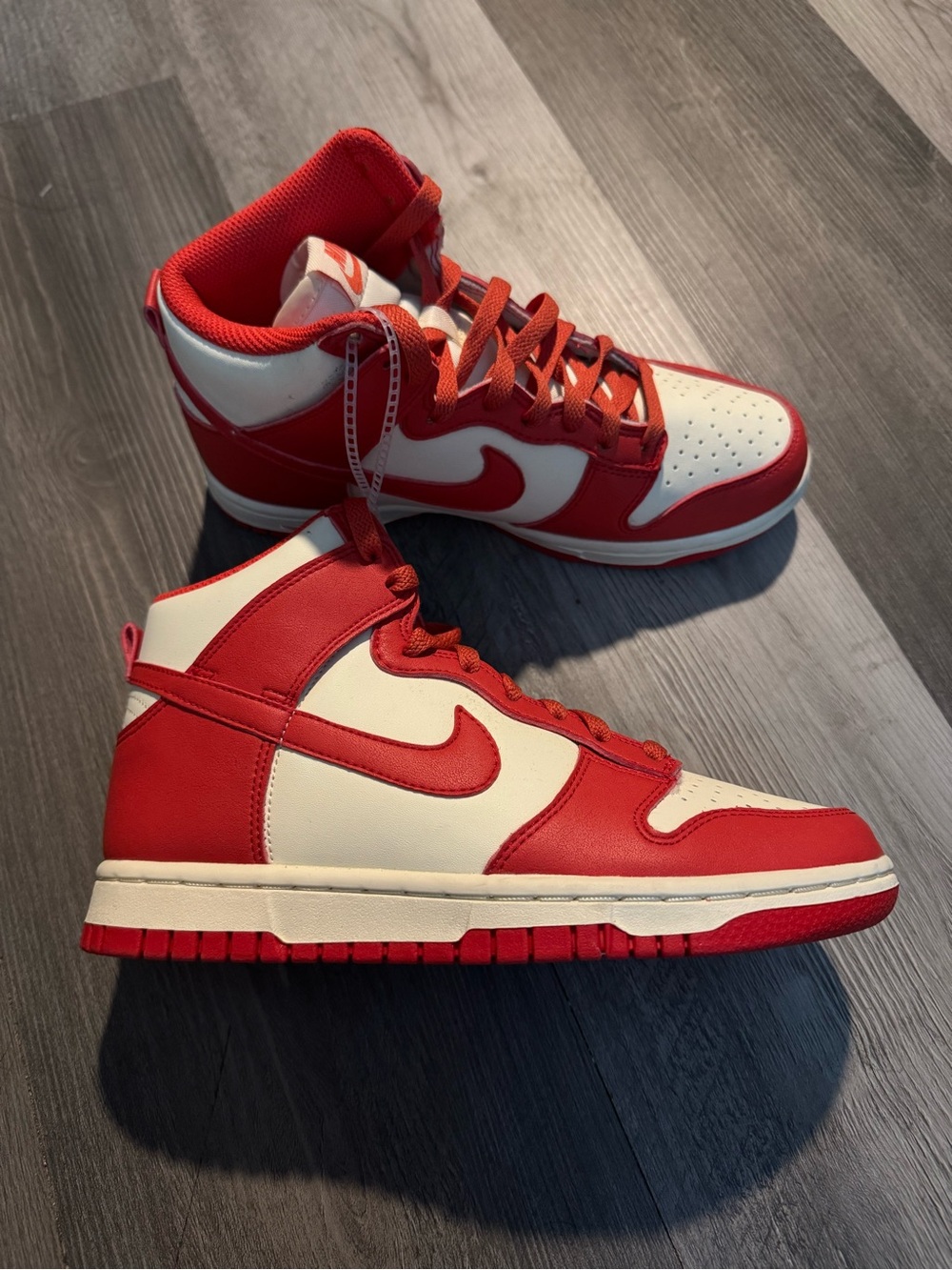 Nike Red and White High-Top Sneakers